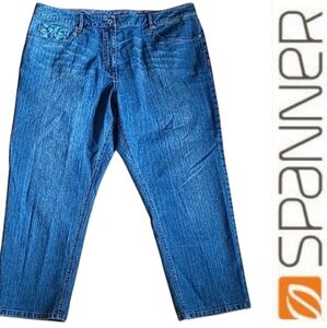SZ16 Blue Embroidery Spanner Jeans Capris